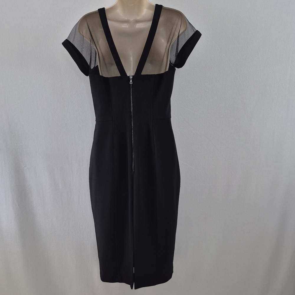 Maggy London Size 8 Black Pencil Dress with Sheer Detail - Picture 4 of 5